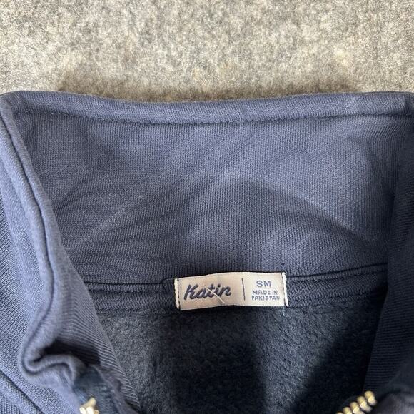 Katin Clark Fleece Half Zip Mens Small Navy Blue Pullover Cotton Outdoor Pocket - Picture 6 of 10